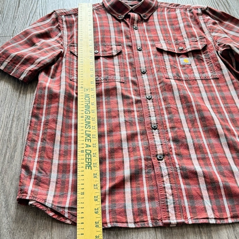 LOOSE FIT MIDWEIGHT SHORT-SLEEVE PLAID SHIRT Size M - Picture 5 of 8